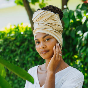 Queen Headwrap (Golden Sand Raw Silk)