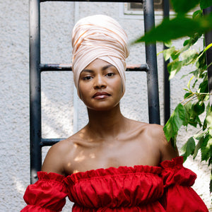 Queen Headwrap (Peach Cloud)