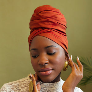 Queen Headwrap (Cinnamon Raw Silk)