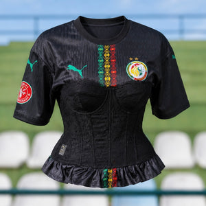 Upcycled Senegal Soccer Jersey Corset - Black