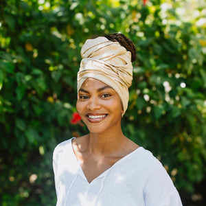 Queen Headwrap (Golden Sand Raw Silk)