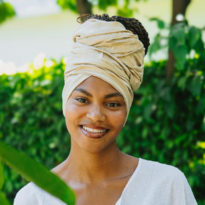 Queen Headwrap (Golden Sand Raw Silk)