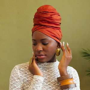 Queen Headwrap (Cinnamon Raw Silk)
