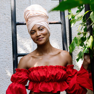 Queen Headwrap (Peach Cloud)