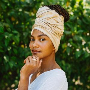 Queen Headwrap (Golden Sand Raw Silk)