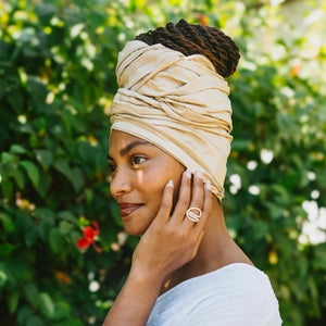 Queen Headwrap (Golden Sand Raw Silk)