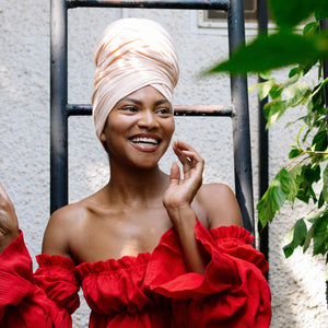 Queen Headwrap (Peach Cloud)