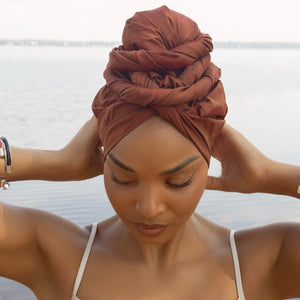 Queen Headwrap (Cinnamon Raw Silk)