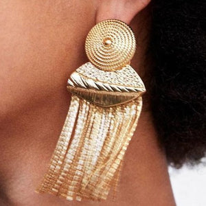 Gold Color Fringe Earrings
